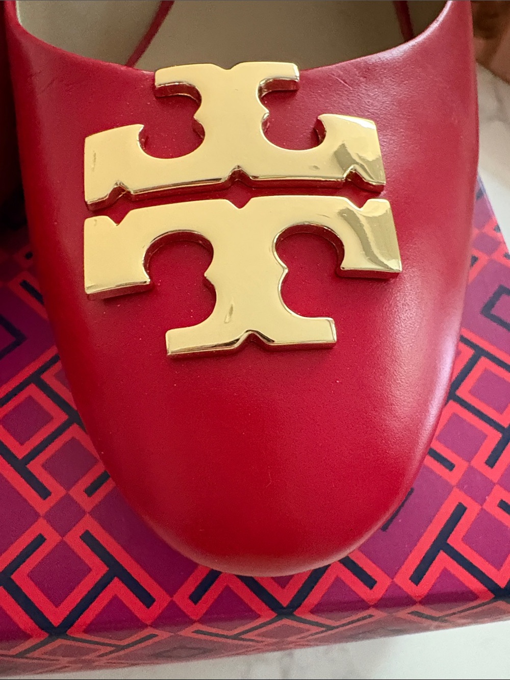 Tory Burch Red Leather Logo wedge heels - Picture 2 of 8